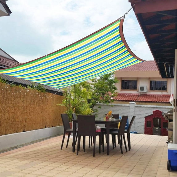 Fnyoxu Outdoor Sunny Shade Cloth,Pergola,and Backyard Patio Sunshade with Protection,Heat Material,Reinforced Grommets(Four Color Stripes)