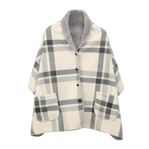 Fnyoxu Pocket Fleece Blanket - Convertible Shawl Cape for Office Travel, Multifunctional Reversible, Lightweight
