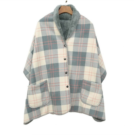 Fnyoxu Pocket Fleece Blanket - Convertible Shawl Cape for Office Travel, Multifunctional Reversible, Lightweight