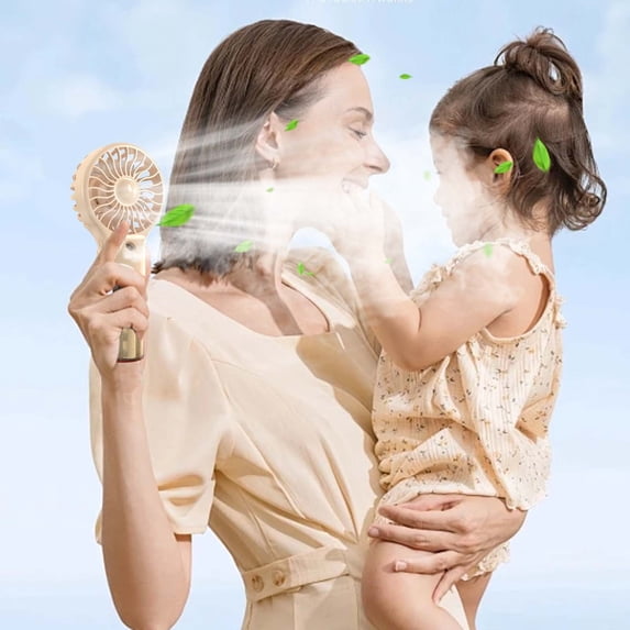Fnyoxu Portable Handheld Fan - Rechargeable Battery Operated Spray Mist Fan - Outdoors Misting Personals Cool Device - Cool Fans for Makeup Travel Beach, 7inch