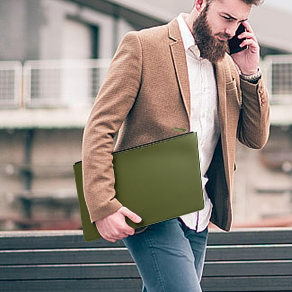 Fnyoxu Professional Leather Document Bag - Water-Resistant Executive Portfolio Folder, Lightweight Business Briefcase Organizer with Shape Retention for Office and Travel