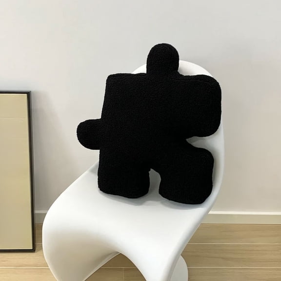 Fnyoxu Puzzle Shape Cushion 17.7X17.7X4.7In - Kids Floor Pillow for Bedroom Decor, Educational Play Mat, Eco-Friendly Black, White