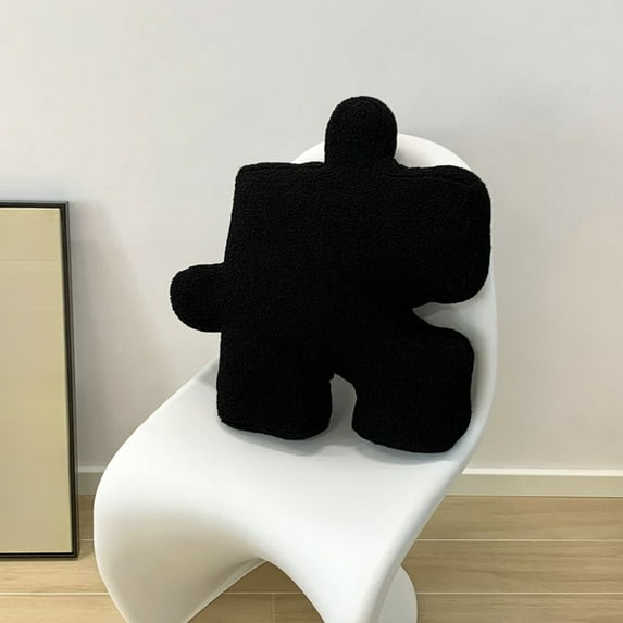 Fnyoxu Puzzle Shape Cushion 17.7X17.7X4.7In - Kids Floor Pillow for Bedroom Decor, Educational Play Mat, Eco-Friendly Black, White