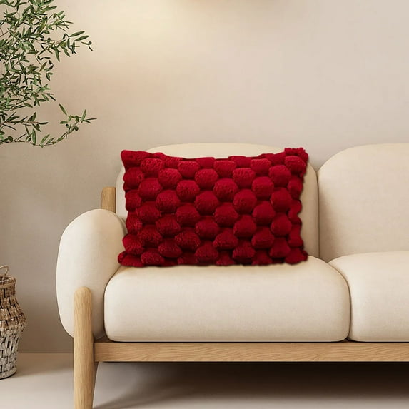 Fnyoxu Quilted Snowflake Velvet Lumbar Pillow Cover 12x20 Inch - Rectangular Office & Sofa Support Cushion with Hidden Zipper