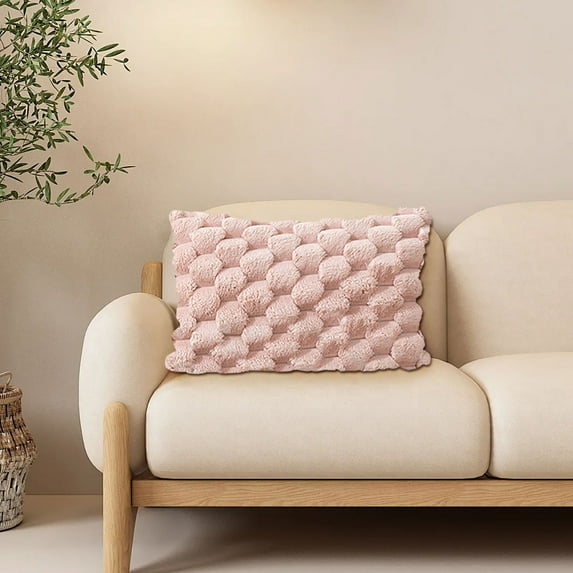 Fnyoxu Quilted Snowflake Velvet Lumbar Pillow Cover 12x20 Inch - Rectangular Office & Sofa Support Cushion with Hidden Zipper