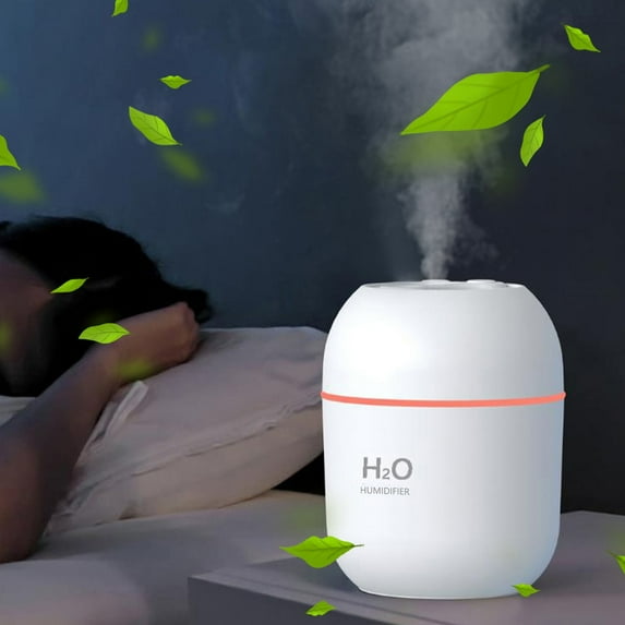 Fnyoxu Rechargeable Mini Humidifier,Colorful Cool Mist Humidifier with 7 Color Light,Small Personal Desktop Humidifier for Baby Bedroom,Office,Nursery,Travel with Auto Shut-Off,Super Quiet(White)