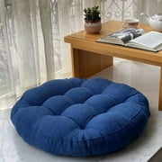 Fnyoxu Round Floor Seat Pillows Cushions 18" x 18", Soft Thicken Yoga Meditation Cushion Pouf Tufted Corduroy Tatami Floor Pillow Reading Cushion Chair Pad Casual Seating for Adults and KidsBlue