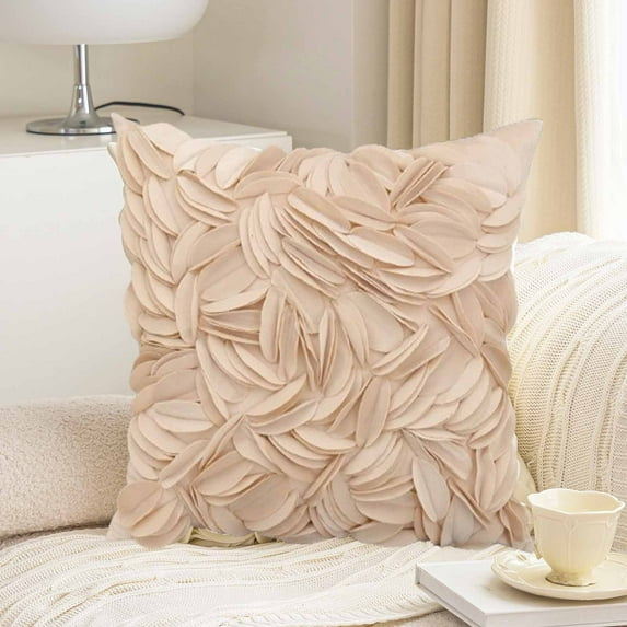 Fnyoxu Scandinavian Solid Color Pillow Cover 18x18x2 Inch - Textured Removable Cover for Sofa, Bed, Chair | Poly-Cotton Decor