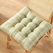 Fnyoxu Seat Cushion for Office Chair, Plaid Print Cushion, Square Cushion, Dining Room Seat Cushions, Home Floor Cushions, 16x16inchGreen