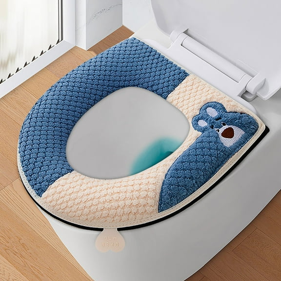 Fnyoxu Soft Toilet Seat Cushion with Adhesive Buckle, Bear Design and Handle for Comfort, Non-Slip Fit on Standard Seats, Easy Clean and Hygienic Protection
