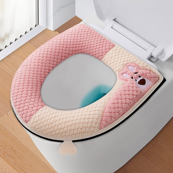 Fnyoxu Soft Toilet Seat Cushion with Adhesive Buckle, Bear Design and Handle for Comfort, Non-Slip Fit on Standard Seats, Easy Clean and Hygienic Protection