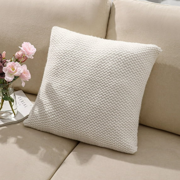 Fnyoxu Solid Color Knitted Pillow Cover 18x18 Inch - Acrylic Woven Throw Pillow Case for Sofa, Bed & Living Room Decor