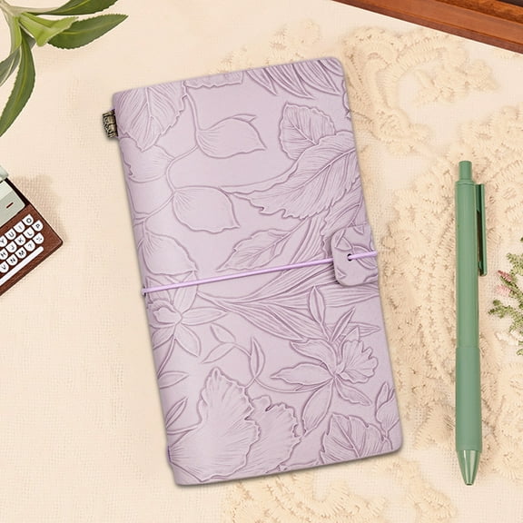 Fnyoxu Solid Color Travel Diary - 7x4.1in Retro Hardcover Notebook, 90GSM Triple-Layout Pages with Hand Strap, Office, Gift, Trip Organizer