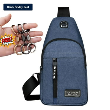 Fnyoxu Strap Bag Crossbody Backpack With USB Hole With Headphone Hole Strap Backpack Hiking Backpack Multipurpose Crossbody Chest Bag