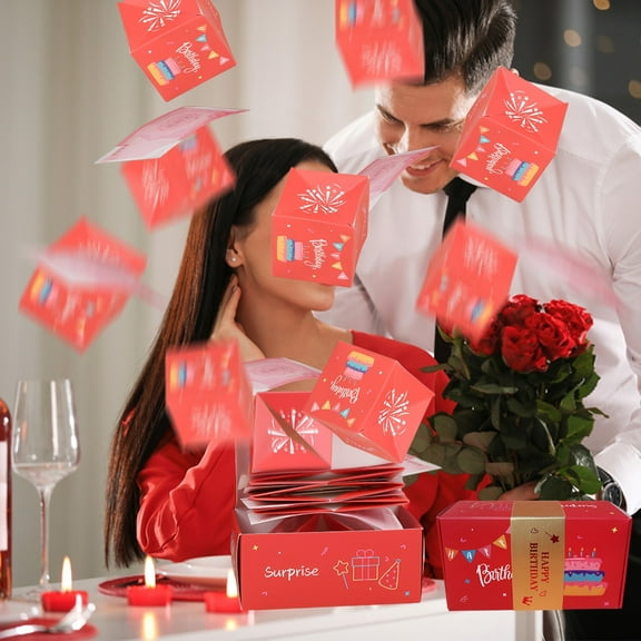 Fnyoxu Surprise Gift Box, Explosion Gift Box, Happy Birthday Money Gift Boxes for Cash, Birthday Gifts for Boys Girls, Birthday Party Decorations Supplies, (12Pcs)