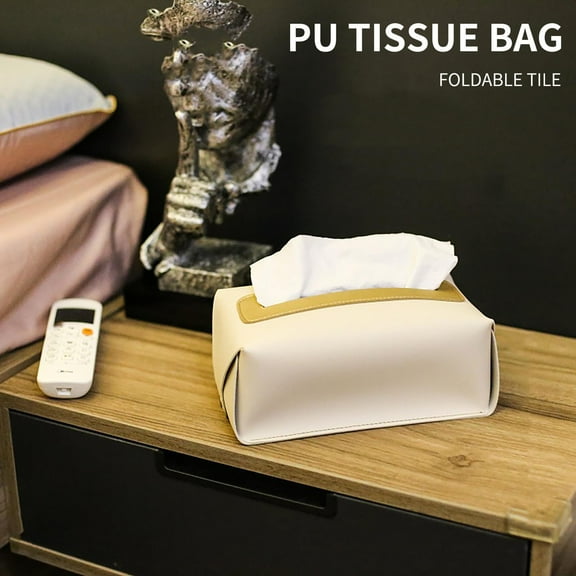 Fnyoxu Tissue Box Cover,Rectangular Modern Decorative Leather Tissue Box Case Organizer Holder for Vanity Countertop,Night Stands,Livingroom,Office,Car Automotive