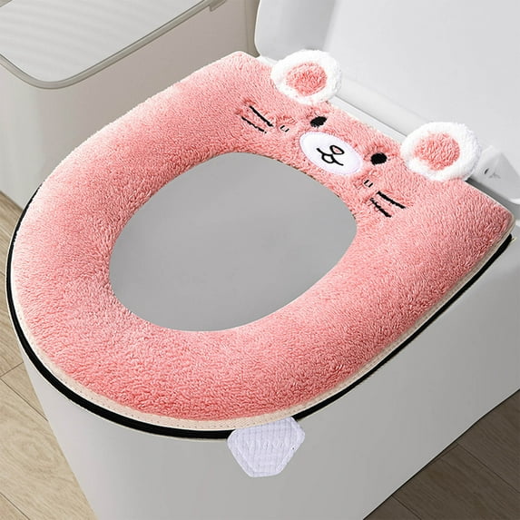 Fnyoxu Toilet Seat Cover - Soft Fluffy Cushion with Thickened Padding, Waterproof Zipper Enclosure, All Season Bathroom Seat Pad, Machine Washable
