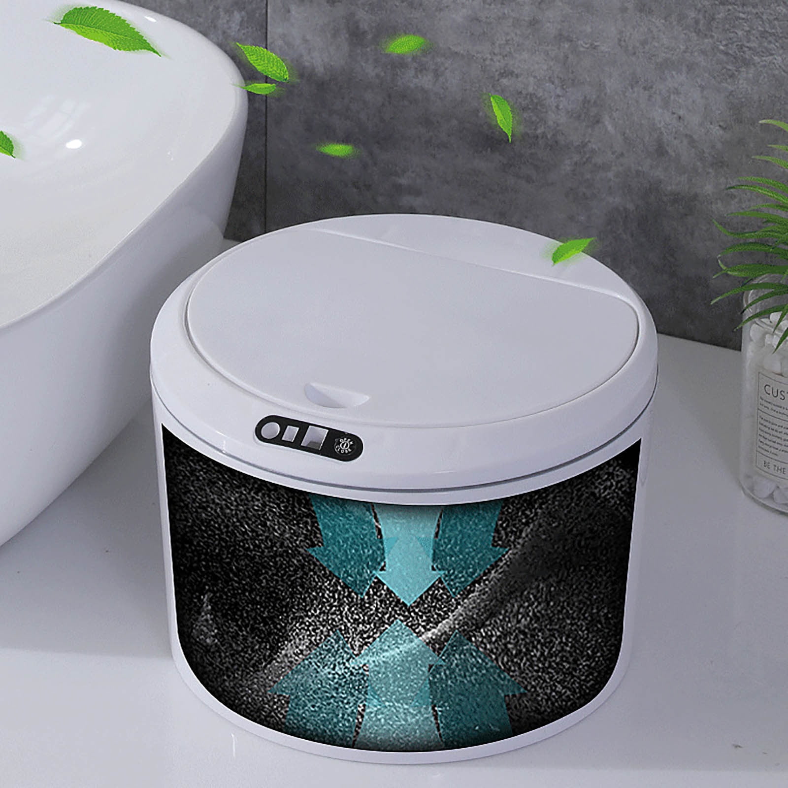 Fnyoxu Trash Can, Bathroom Smart touchless Trash Can 2 Gallon Automatic Motion Sensor Rubbish Can with Lid Electric Narrow Small Garbage Bin for Kitchen, Office, Living Room, toilet, Bedroom, RV