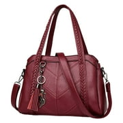 Fnyoxu Womens Large Soft Leather Tote Bag - Adjustable Shoulder Purse with 3 Compartments & Zipper Pockets for Travel, Work, Gift Ideas