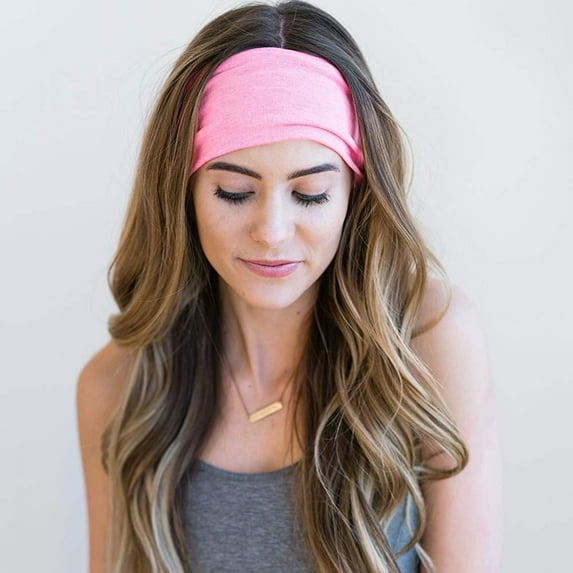 Fnyoxu Yoga Headbands for Women, Non Slip Elastic Sweat Hairbands, Solid Color Head Accessories Headscarves Hair Hoop, Sweat-Absorbing Hairbands for Sports, Fitness, Running, 24.5x10.5cm