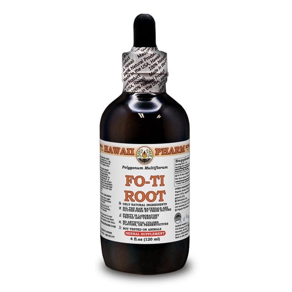 Fo-Ti Root (Polygonum Multiflorum) Dry Root Liquid Extract. Expertly Extracted by Trusted HawaiiPharm Brand. Absolutely Natural. Proudly made in USA. Tincture 4 Fl.Oz