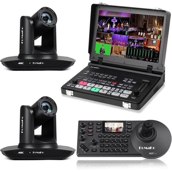 FoMaKo 4K PTZ Camera HDMI NDI 20X Live Streaming Camera Bundle(K20UHX2+M5+KC608)