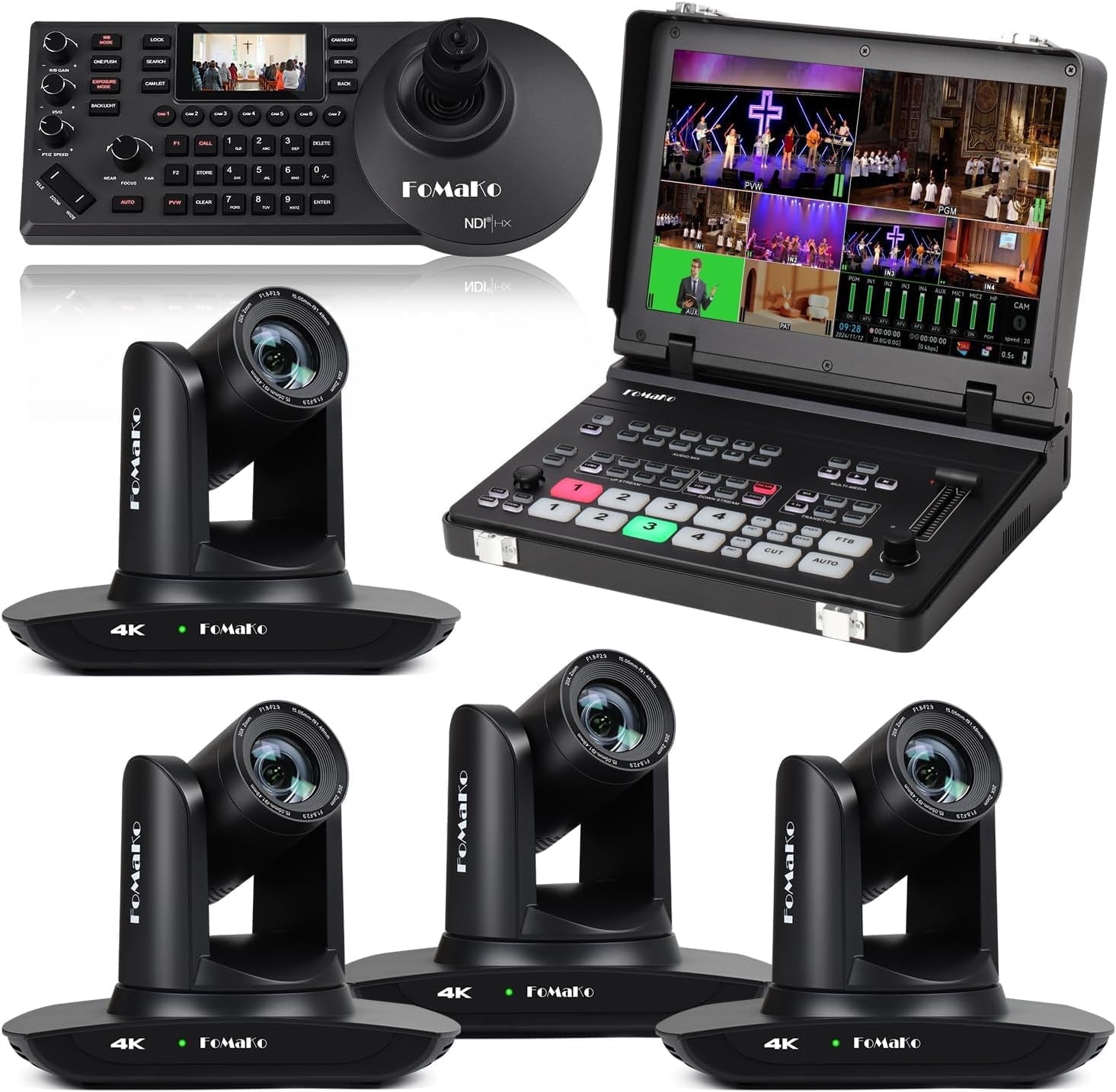 FoMaKo 4K PTZ Camera HDMI NDI 20X Live Streaming Camera Bundle(K20UHX4 ...