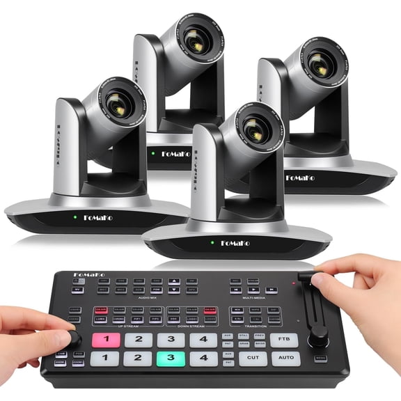 FoMaKo 20x Optical Zoom AI Auto Tracking 1080P Video Camera Bundle(FMK12UH X4+M1)