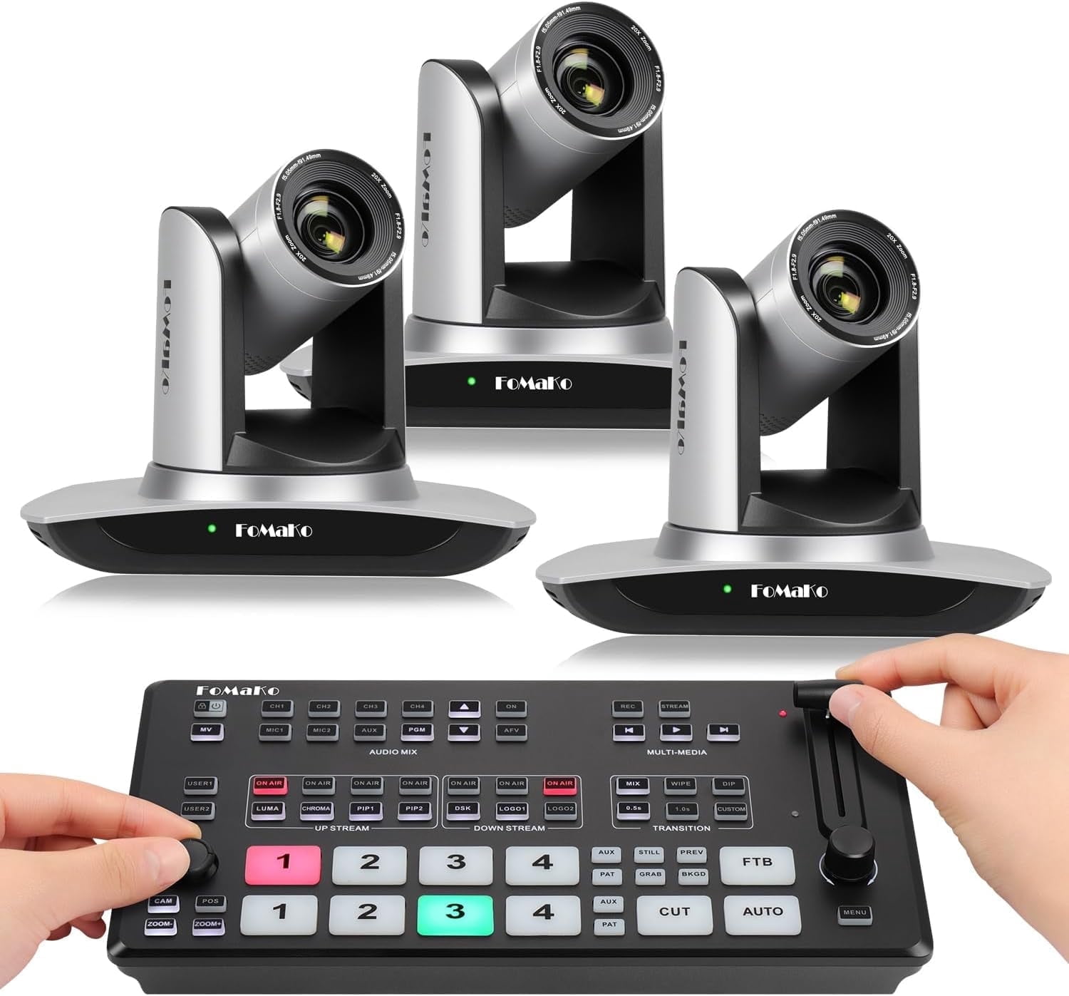 FoMaKo 20x Optical Zoom AI Auto Tracking 1080P Video Camera Bundle(FMK12UHX3+M1)