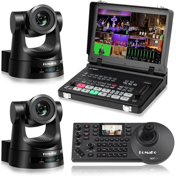 FoMaKo 20x Optical Zoom NDI PTZ Camera, AI Auto-Tracking Gen 3, for Study Tours Live Event or Summer Camps Live Streaming and Recording via high Dedinition Cameras.(KN20AX2+M5+KC608N)