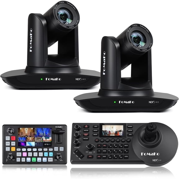 FoMaKo 20x Optical Zoom NDI PTZ Camera, AI Auto-Tracking Gen 3,for Versatile Important Events Like University Graduation Ceremonies and ER Documentary Live Streaming(FMK20UH NDI-BX2+KC601+KC608 Pro)