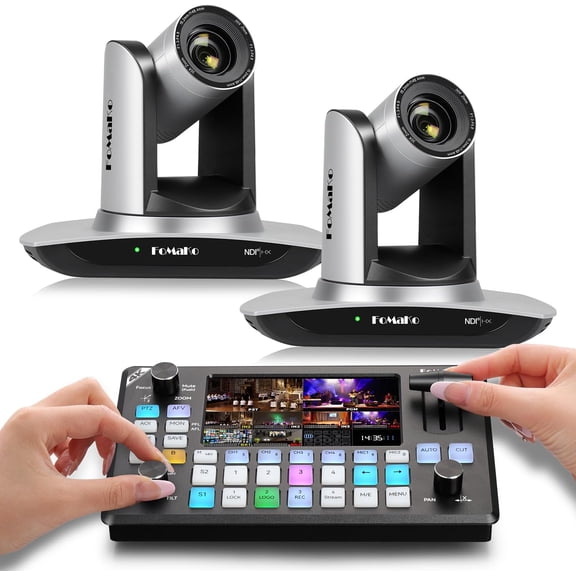 FoMaKo 30x Optical Zoom NDI Camera AI Auto-Tracking Gen 3, IP USB3.0 HDMI Camera,for Church, Gaming and Esports tournaments Live Broadcasting (FMK30UH NDIX2+KC602)