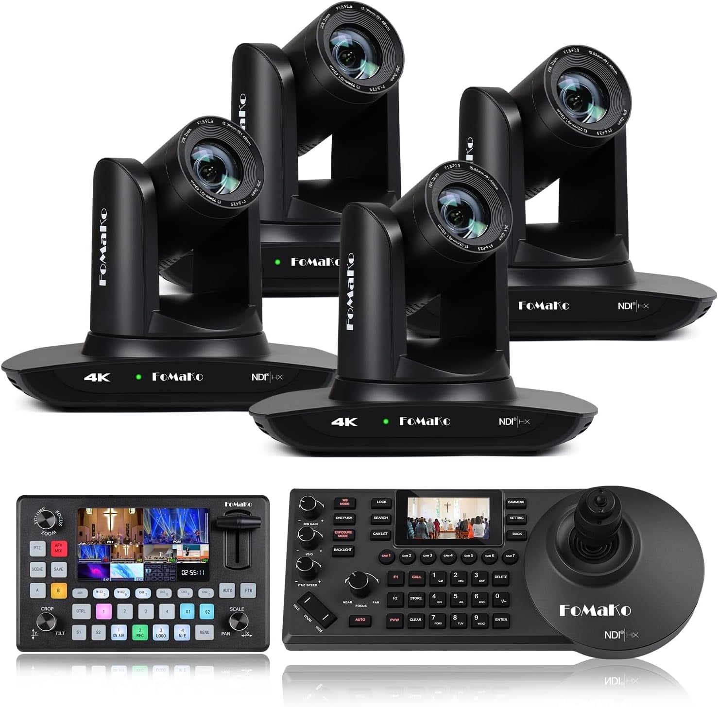 FoMaKo 4K PTZ Camera HDMI NDI 20X Live Streaming Camera Bundle(K20UHX4+KC601+KC608 Pro)