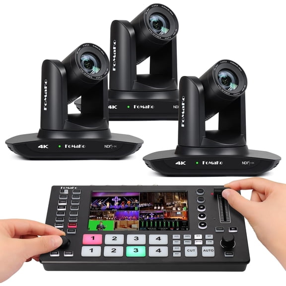 FoMaKo 4K 20X Optical Zoom PTZ Camera HDMI, AI Auto-Tracking Gen 3, for News Anchor Studio and Theater LiveStreaming, NDI 6 & NDI HX3 Certified(K20UHX3+M4)