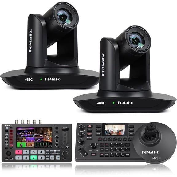 FoMaKo 4K PTZ Camera HDMI NDI 20X Live Streaming Camera Bundle(K20UHX2+M4+KC608)