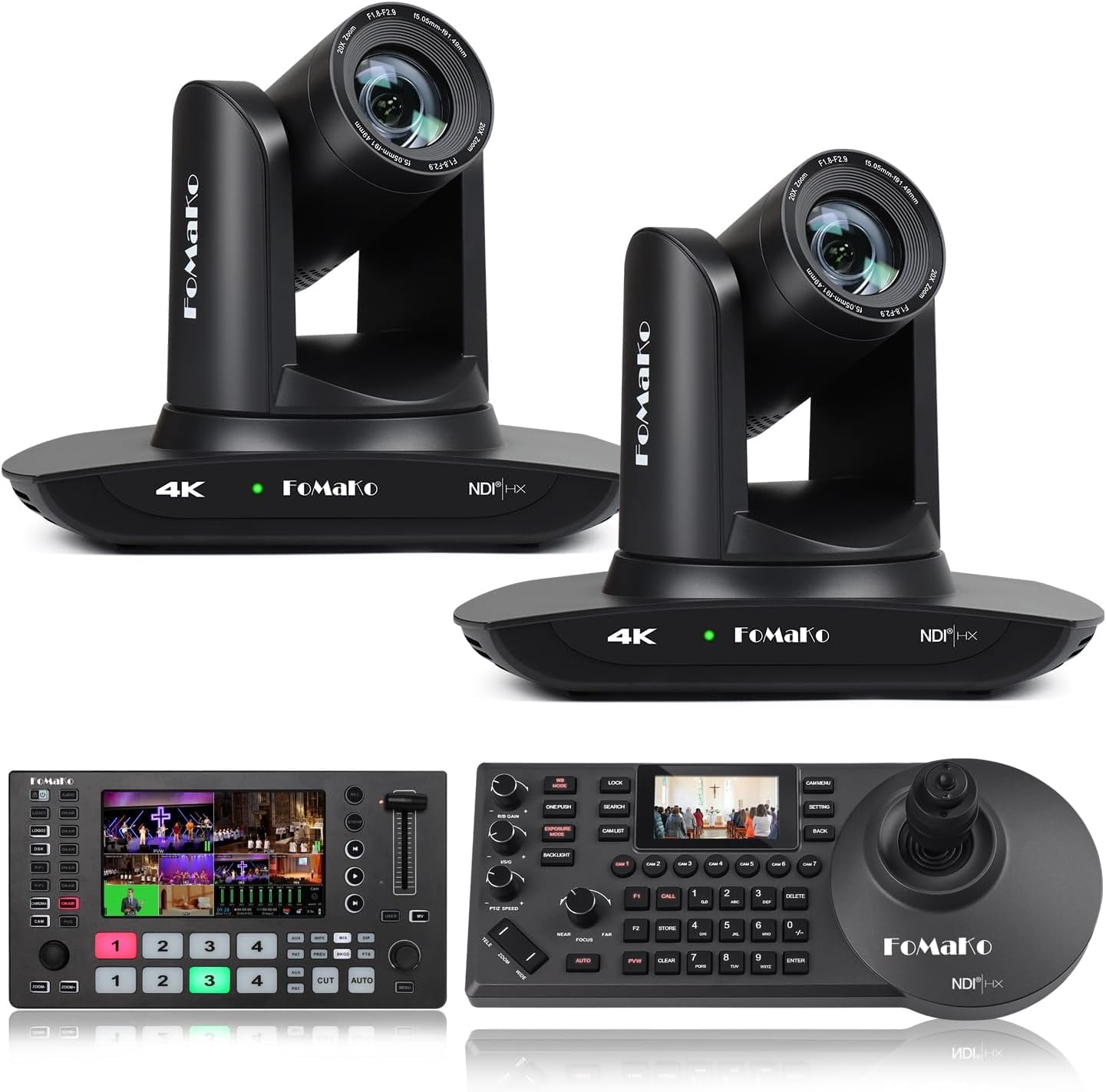 FoMaKo 4K PTZ Camera HDMI NDI 20X Live Streaming Camera Bundle(K20UH X2 ...