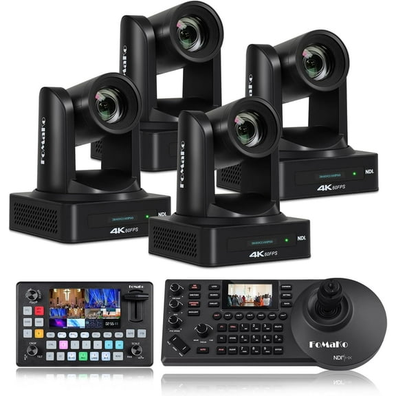 FoMaKo 4K 60FPS NDI HDMI, 20x Optical Zoom PTZ Camera, AI Auto-Tracking Gen 3, for Factory Production Lines and Product Launch Events Live Streaming(K800NX4+KC601+KC608)