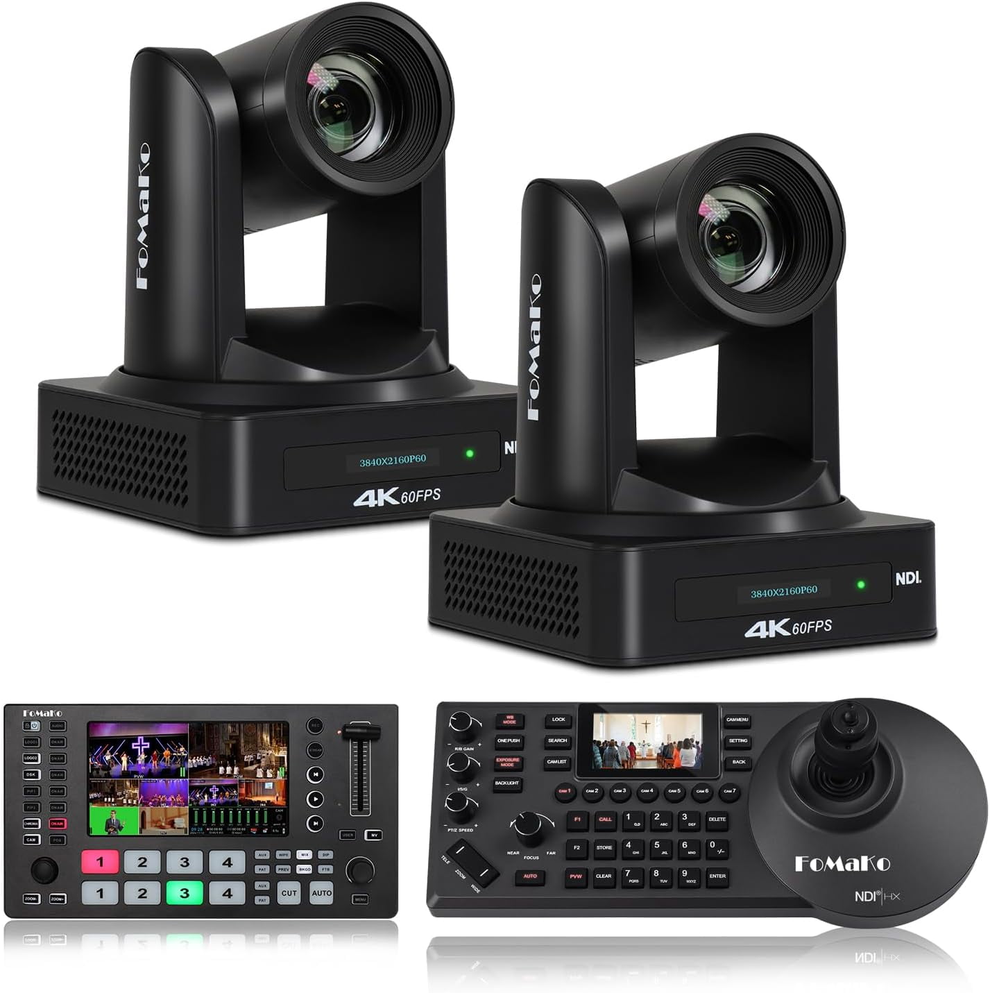 FoMaKo 4K 60FPS NDI 20x Camera Bumdle(K800NX2+M3+KC608) - Walmart.com