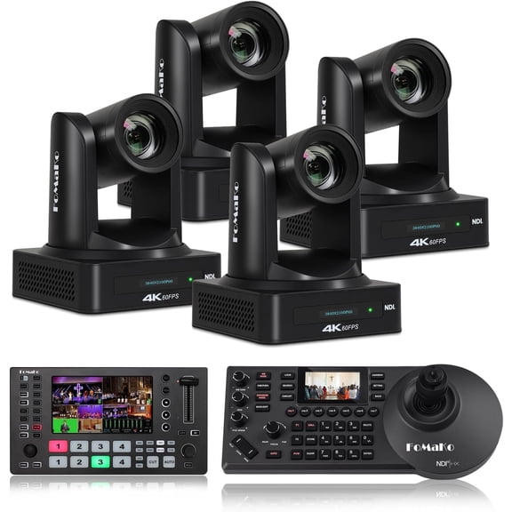 FoMaKo 4K 60FPS NDI HDMI 20x Optical Zoom PTZ Camera, AI Auto-Tracking Gen 3, Supports Surgery Demo, Exhibition and Lecture Live Streaming(K800NX4+M3+KC608)