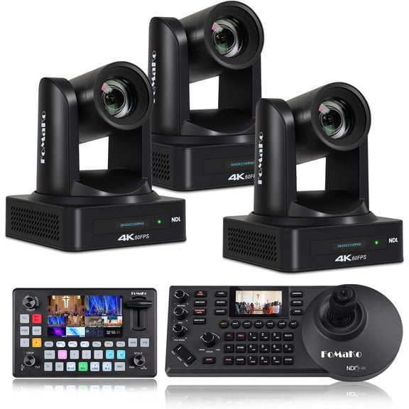 FoMaKo 4K 60FPS NDI HDMI,20x Optical Zoom PTZ Camera, AI Auto-Tracking Gen 3, for University Graduation Ceremonies and Product Launch Events Live Broadcasting(K800NX3+KC601+KC608)