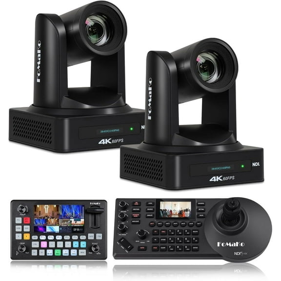 FoMaKo 4K 60FPS NDI HDMI,20x Optical Zoom PTZ Camera, AI Auto-Tracking Gen 3, for for University Graduation Ceremonies and Product Launch Events Live Broadcasting(K800NX2+KC601+KC608)