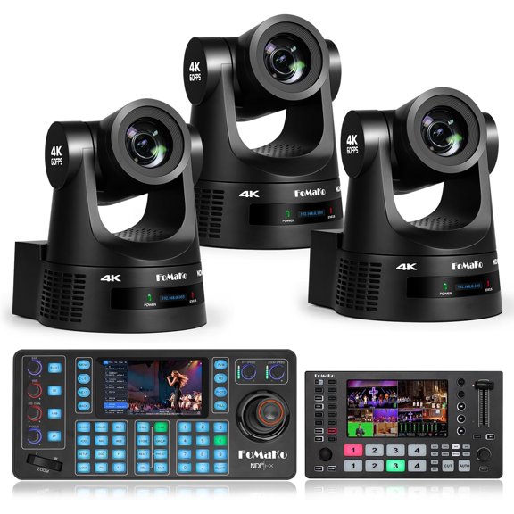 FoMaKo 4K 60fps NDI PTZ Camera, Supports NDI HX3 4K 60fps Output, 20x Optical Zoom,for Dance or Music Performances competitions Live Streaming on Social Media PlatformsK600NX3+KC608N+M3