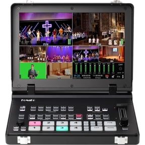 FoMaKo 4K HDMI Video Mixer Switcher, 10.1 Inch FHD LCD Screen, 5-Channel HDMI Live Streaming Switcher, 4K 60FPS Input,1080p 60FPS Output, Support PTZ Controller HDMI Video Switcher, M5