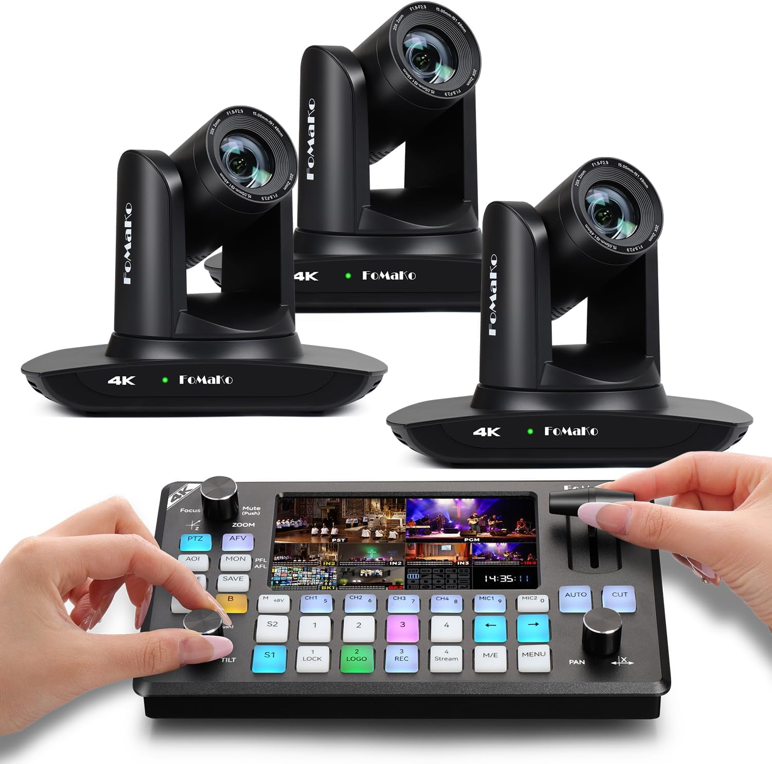 FoMaKo 4K PTZ Camera HDMI, AI Auto-Tracking, 20X Optical Zoom(3pcs ...