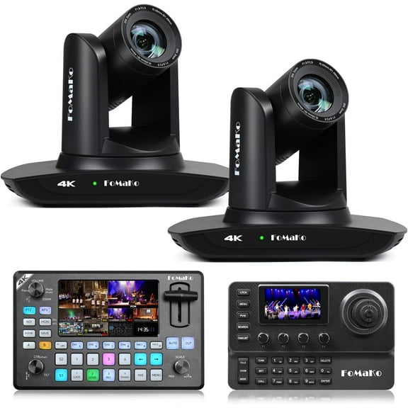 FoMaKo 4K PTZ Camera HDMI, AI Auto-Tracking, 20X Optical Zoom,KC602 Video Switcher,KC606 PTZ Controller,for Church Worship Education Conference Events(K20UHX2+KC602+KC606)