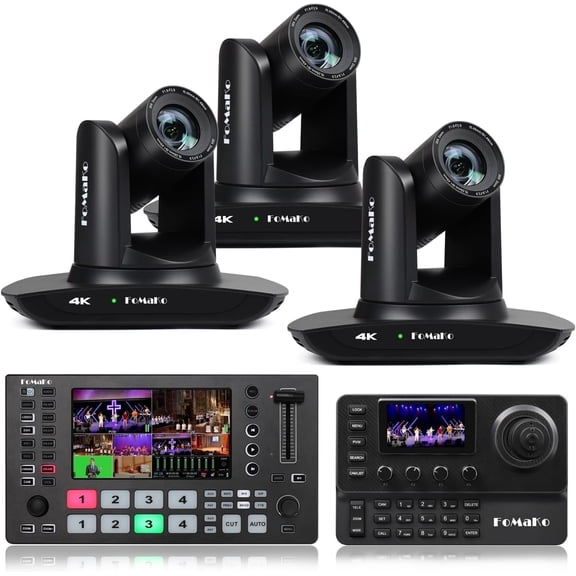 FoMaKo 4K PTZ Camera HDMI NDI 20X Live Streaming Camera Bundle(K20UH X3 +M3+KC606)