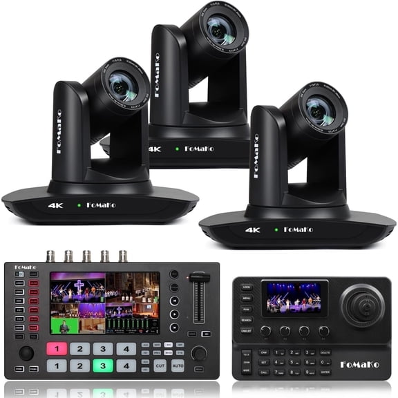 FoMaKo 4K PTZ Camera HDMI NDI 20X Live Streaming Camera Bundle(K20UH X3 +M4+KC606)