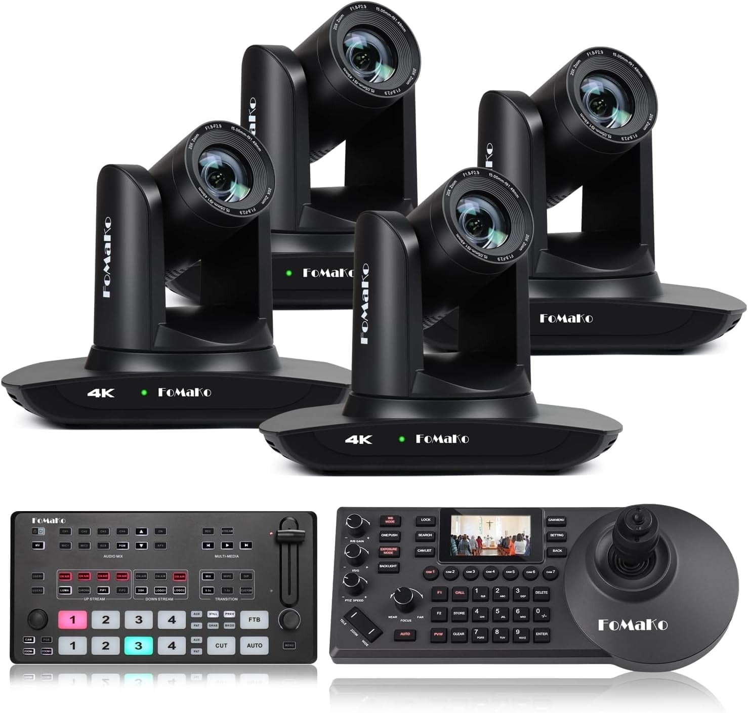 FoMaKo 4K PTZ Camera HDMI NDI 20X Live Streaming Camera Bundle(K20UH X4 ...