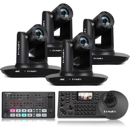 FoMaKo 4K PTZ Camera HDMI NDI 20X Live Streaming Camera Bundle(K20UH X4+M1+KC608 Pro)