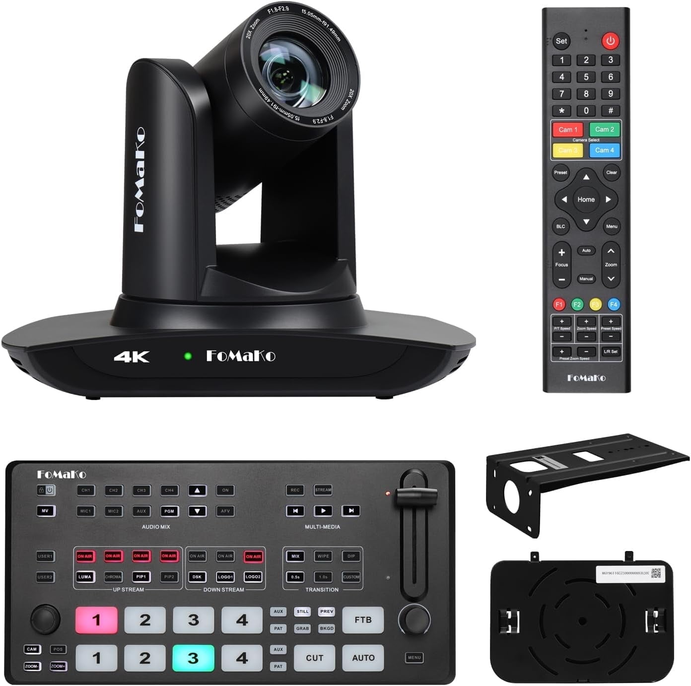 FoMaKo 4K PTZ Camera HDMI NDI 20X Live Streaming Camera Bundle(K20UH+M1)